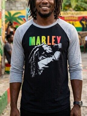 Bob Marley Zion Rootswear Men's XL Raglan Long Sleeve Graphic Tee